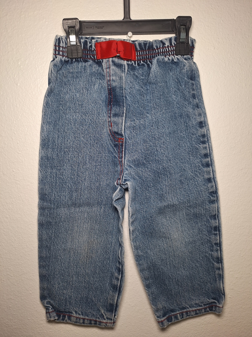 Vintage Girls Light Blue Denim Jeans with Red Accent